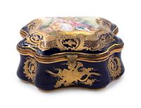 A Sèvres Style Painted and Parcel Gilt Porcelain Table Casket