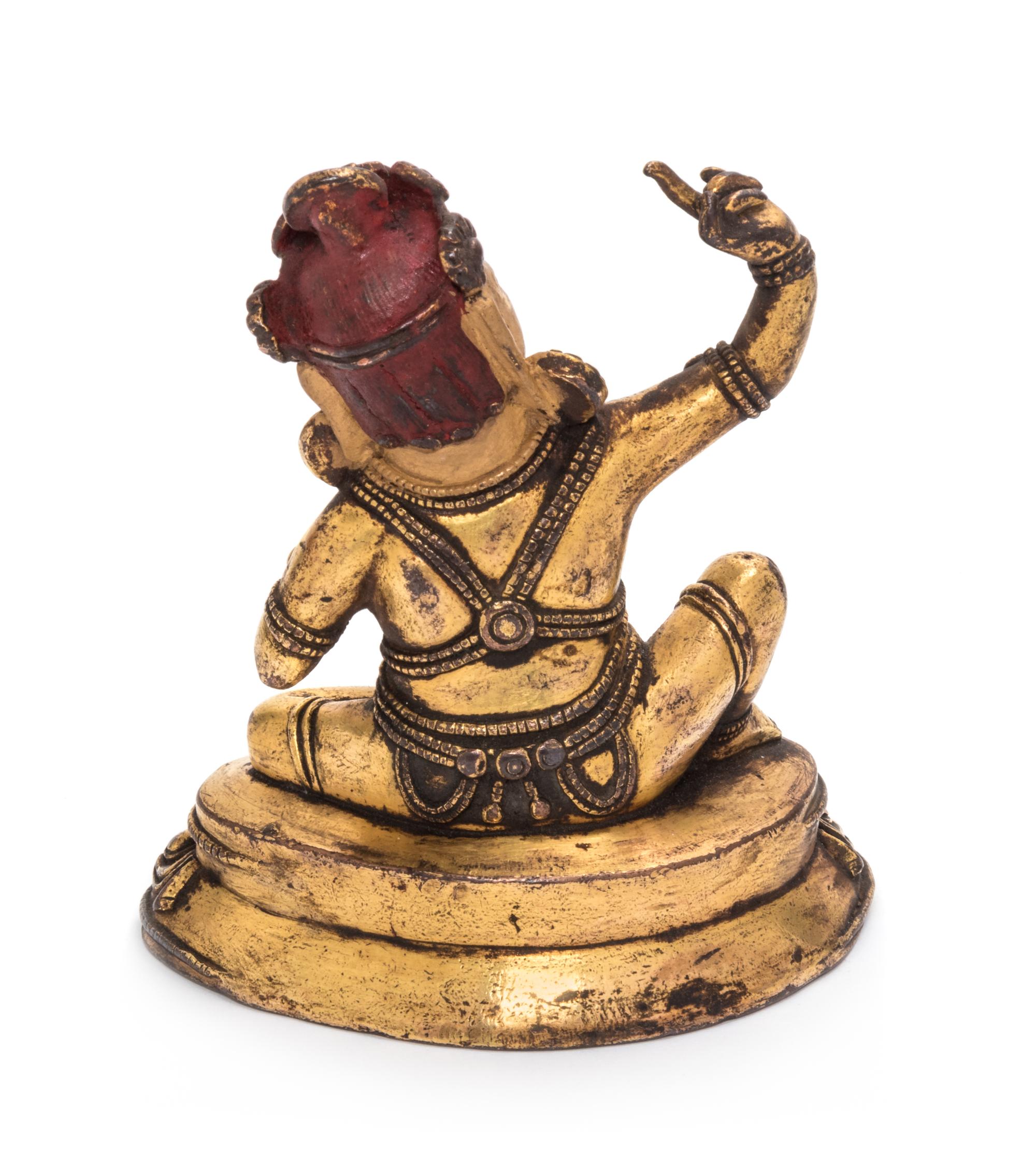 A Sino-Tibetan Gilt Bronze Figure of Mahasiddha Virupa Height 4 1/2 inches. — 18TH/19TH CENTURY