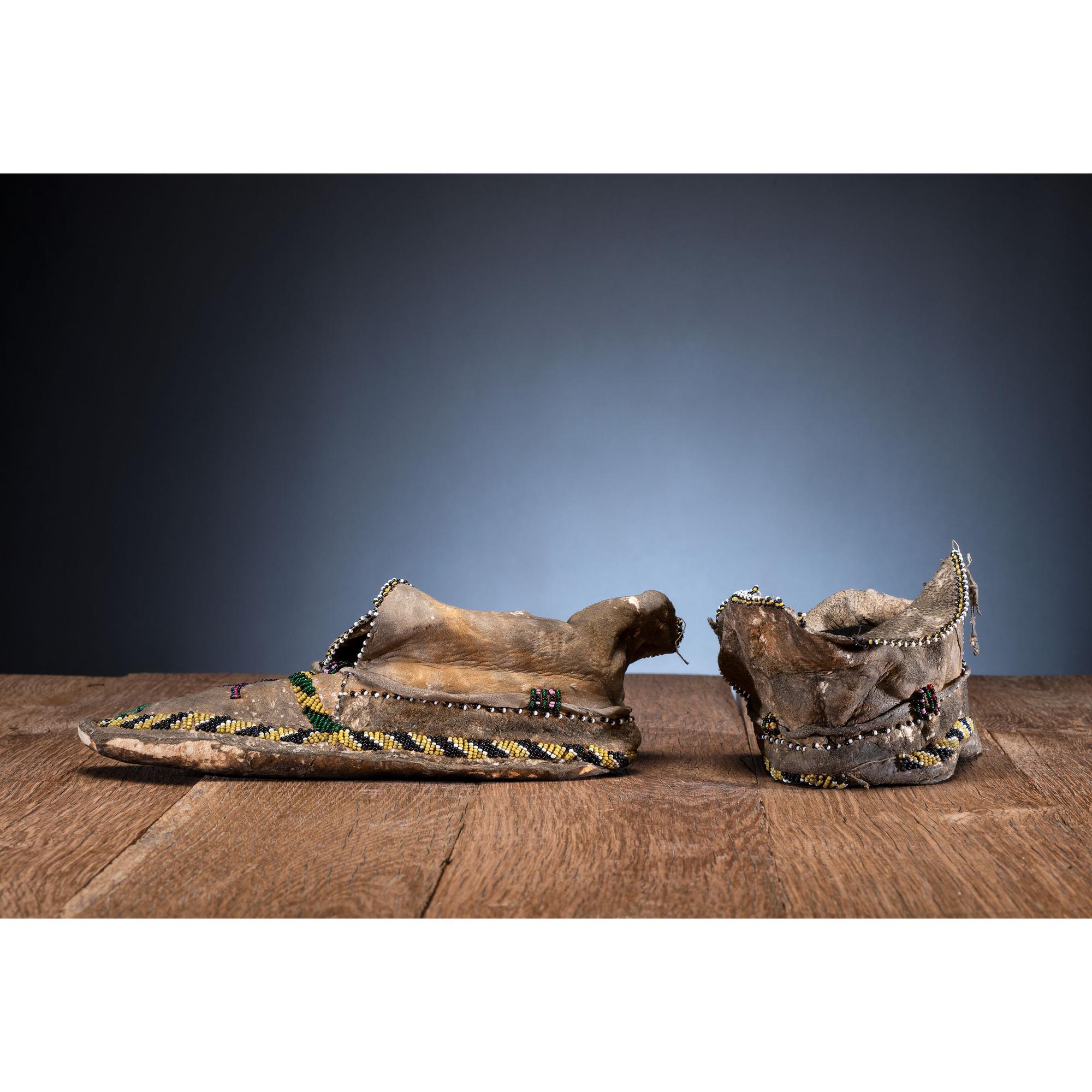 Apache Beaded Hide Moccasins