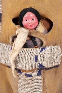 Ute Beaded Hide Doll Cradles, with Dolls