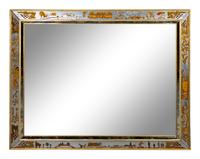 A Chinoiserie-Decorated Églomisé Mirror — MID-20TH CENTURY