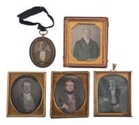 [EARLY PHOTOGRAPHY]. A group of 11 daguerreotypes of men of varying ages, highlighted by sixth plate daguerreotype housed in Rare Daguerreian Gallery Union case.