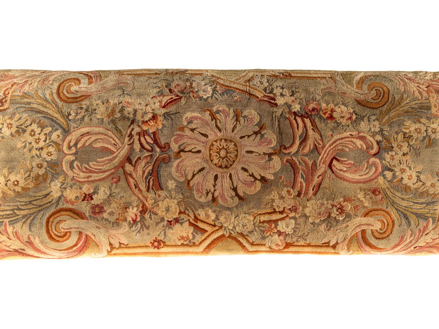 A Louis XV Style Polychrome Painted Giltwood Bench