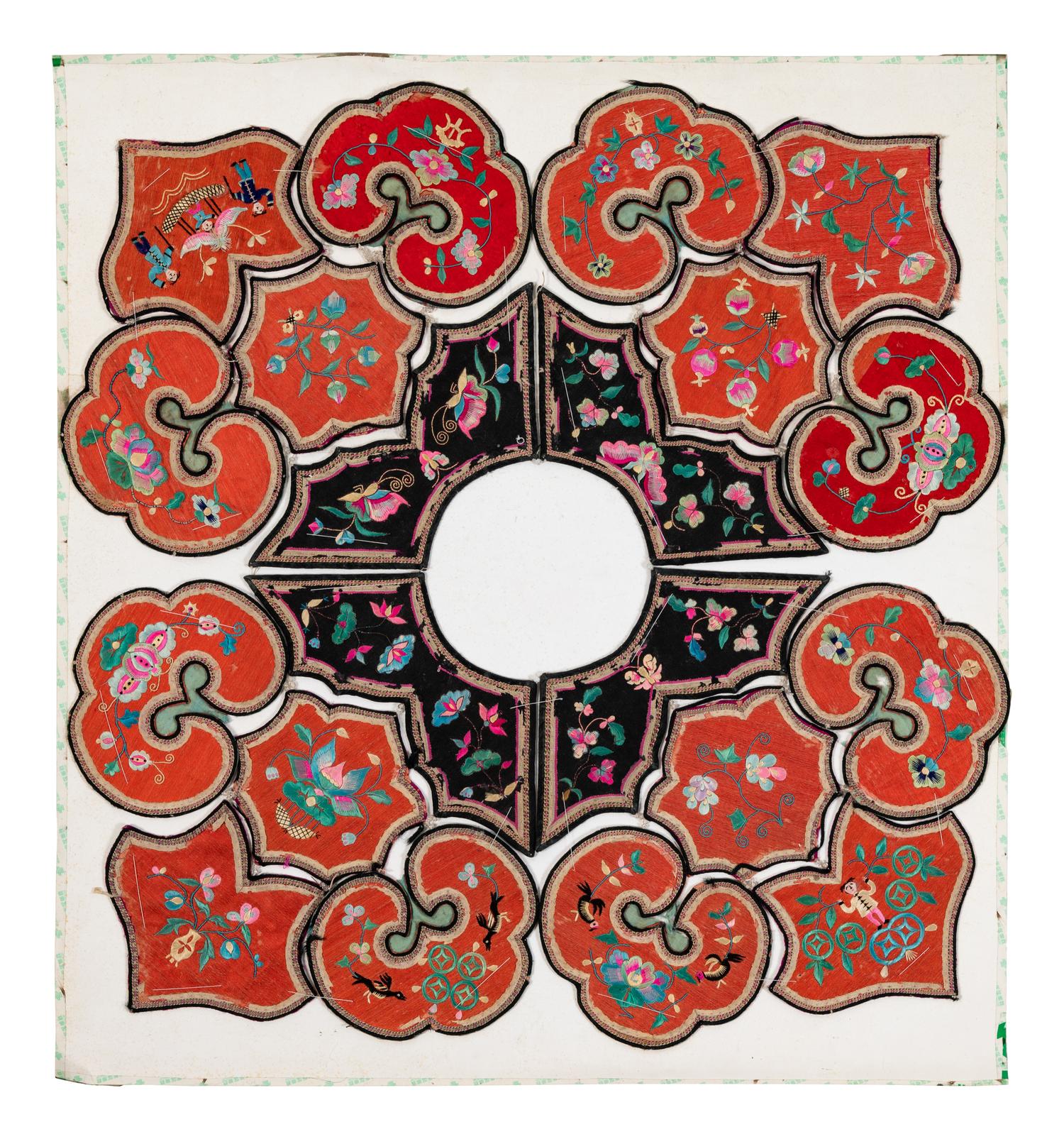 Four Chinese Embroidered Silk Ladies' Festival Collars