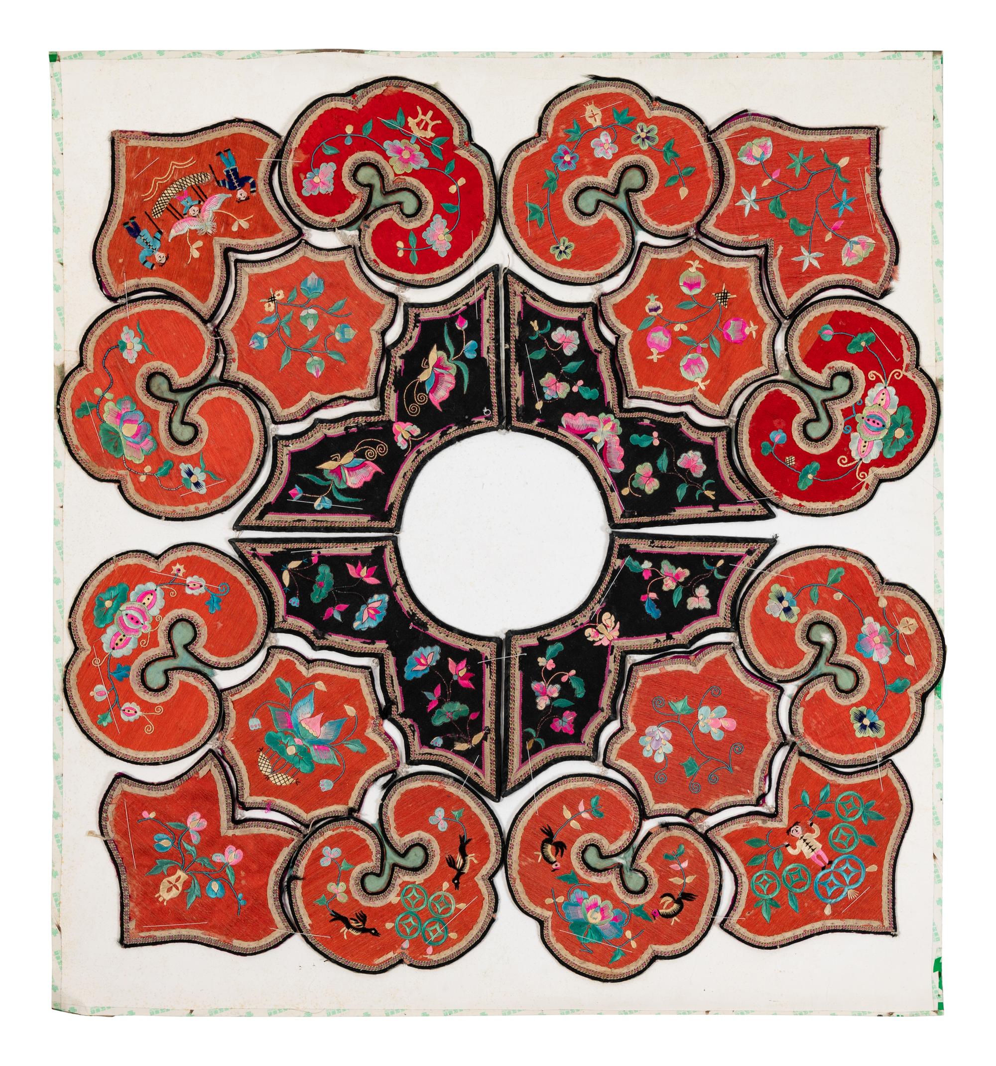 Four Chinese Embroidered Silk Ladies' Festival Collars