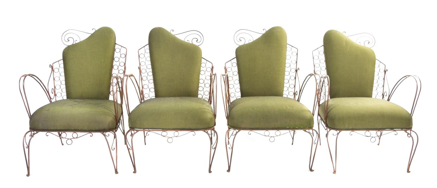 A Set of Four Iron Garden Chairs Height 32 1/4 inches. — SECOND HALF OF 20TH CENTURY