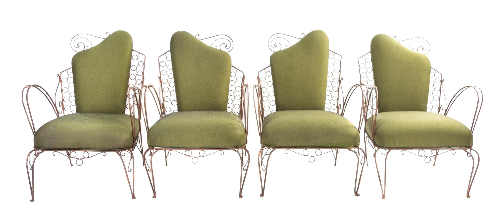 A Set of Four Iron Garden Chairs Height 32 1/4 inches. — SECOND HALF OF 20TH CENTURY