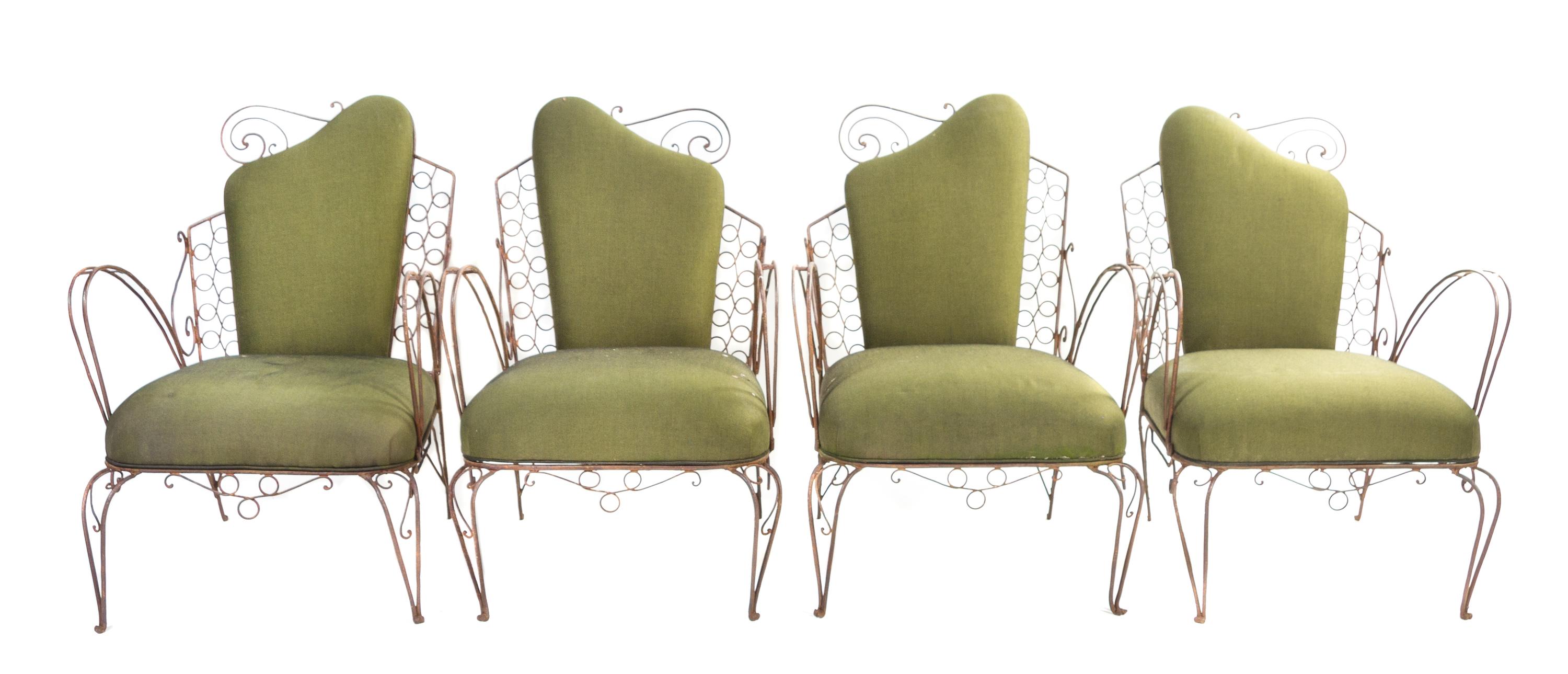 A Set of Four Iron Garden Chairs Height 32 1/4 inches. — SECOND HALF OF 20TH CENTURY