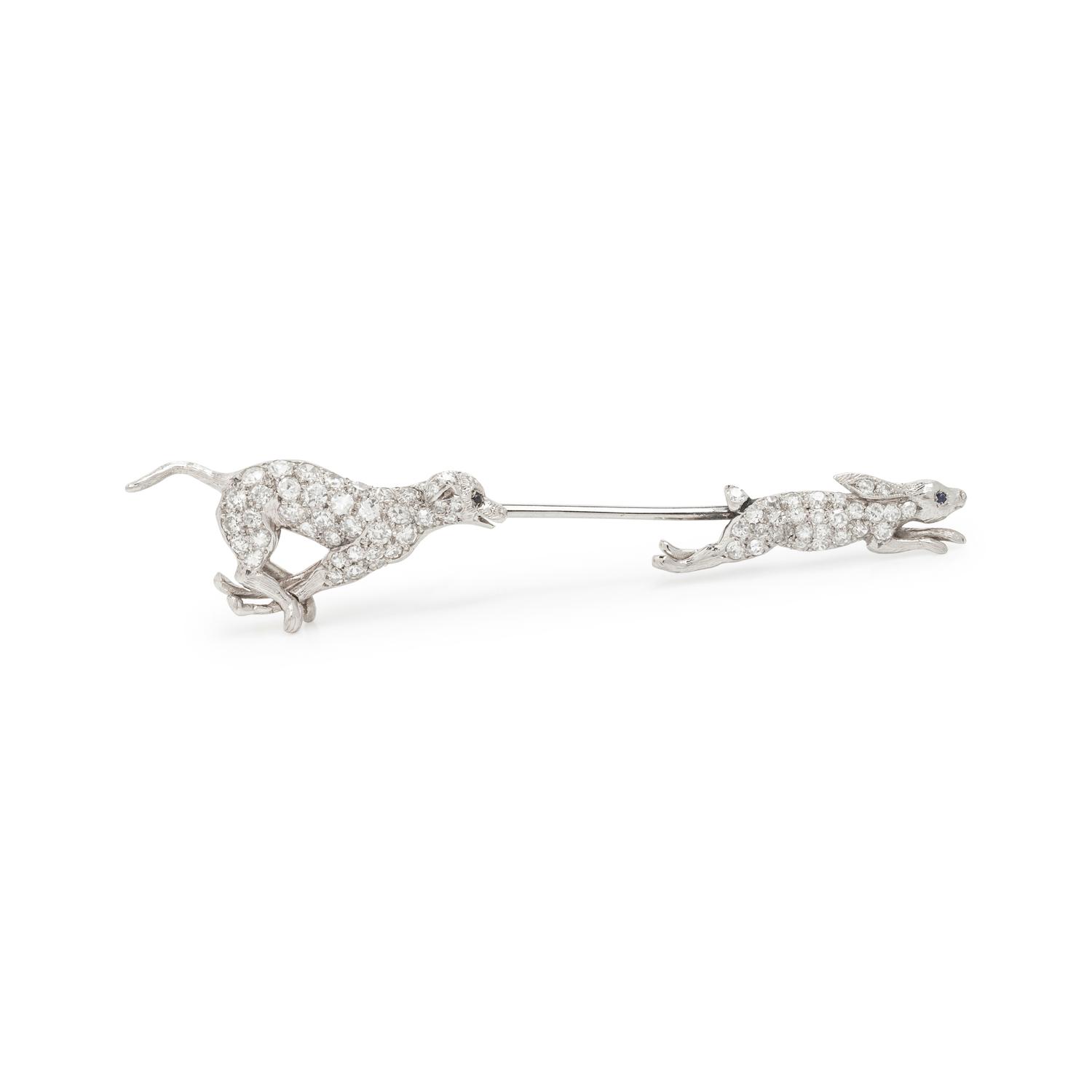 ANTIQUE, DIAMOND JABOT PIN