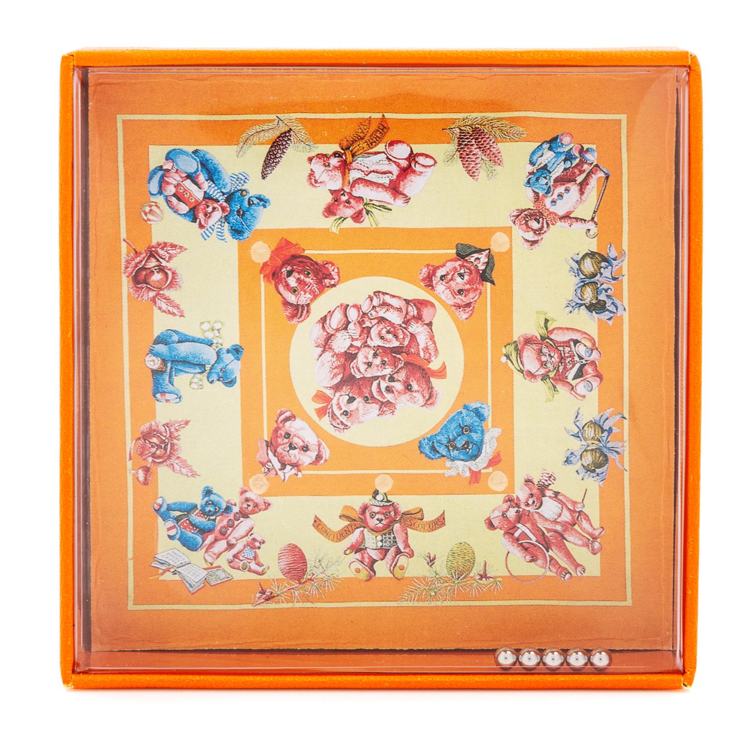 An Hermès 90cm Silk Scarf with A Mini Game Box, 36" x 36".