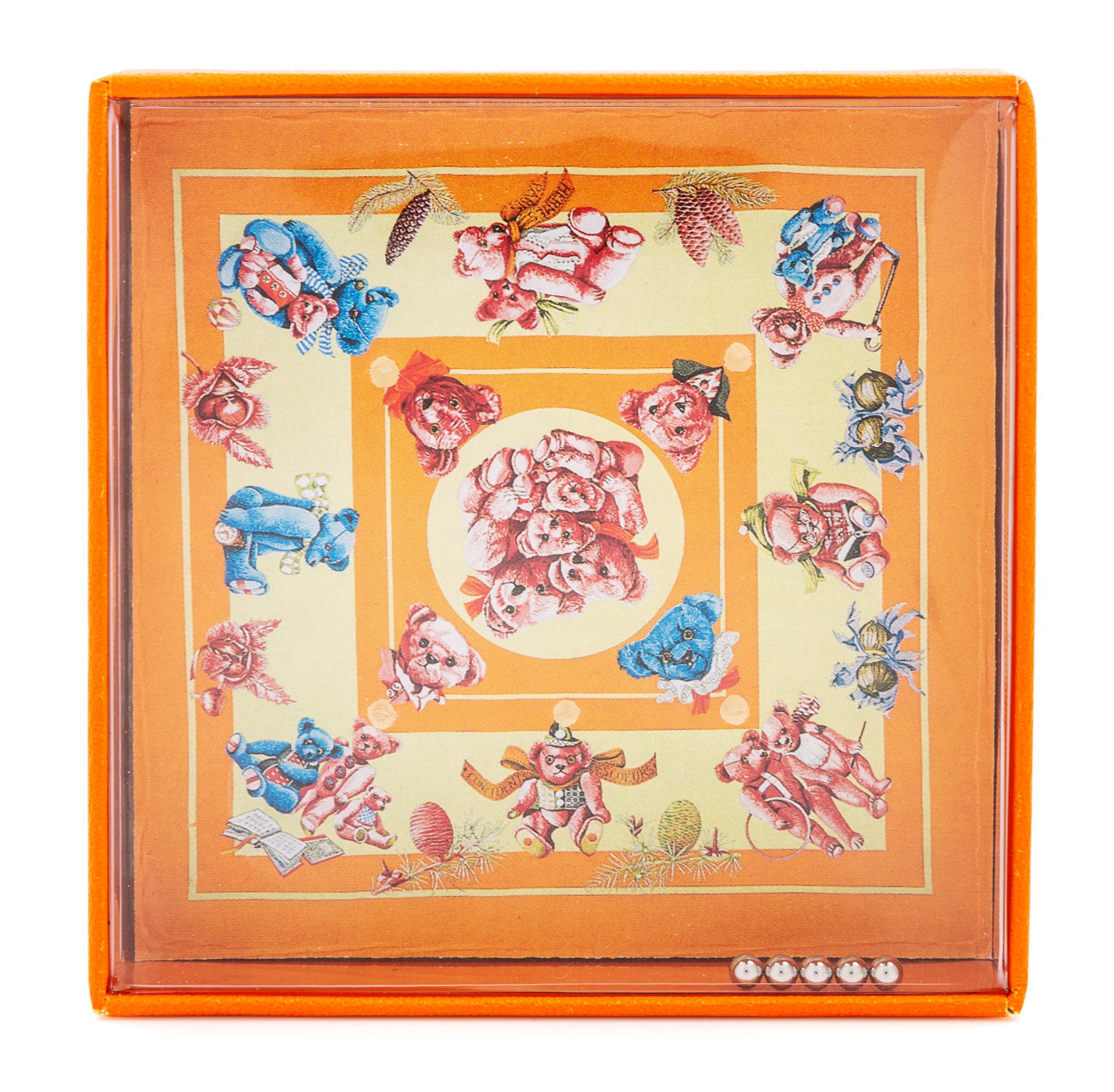 An Hermès 90cm Silk Scarf with A Mini Game Box, 36" x 36".