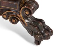 A Classical Parcel Gilt, Stencil Decorated, Carved and Inlaid Mahogany Tilt-Top Claw-Foot Breakfast Table