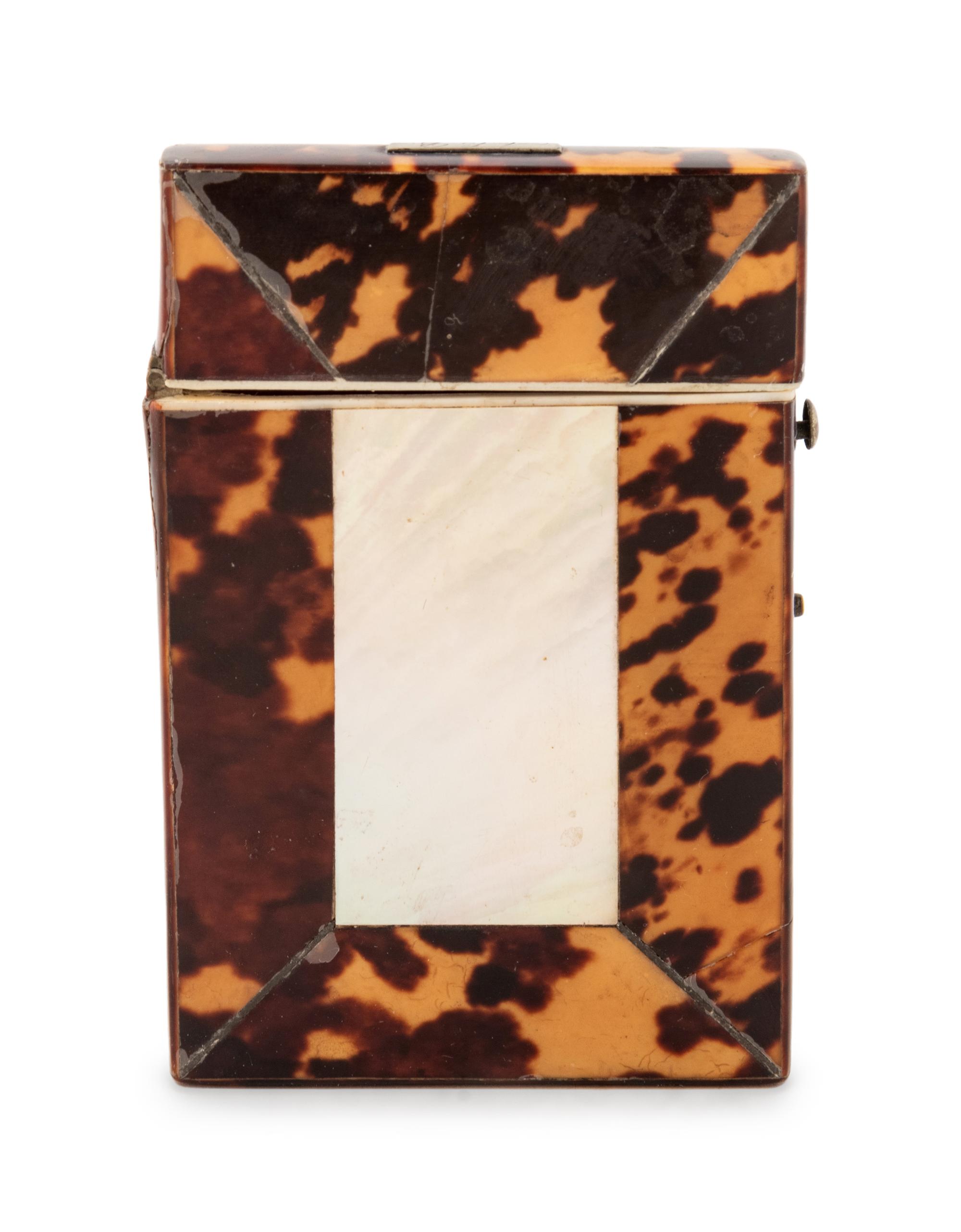 An English Tortoise Shell and Mother-of-Pearl Mounted Card Case