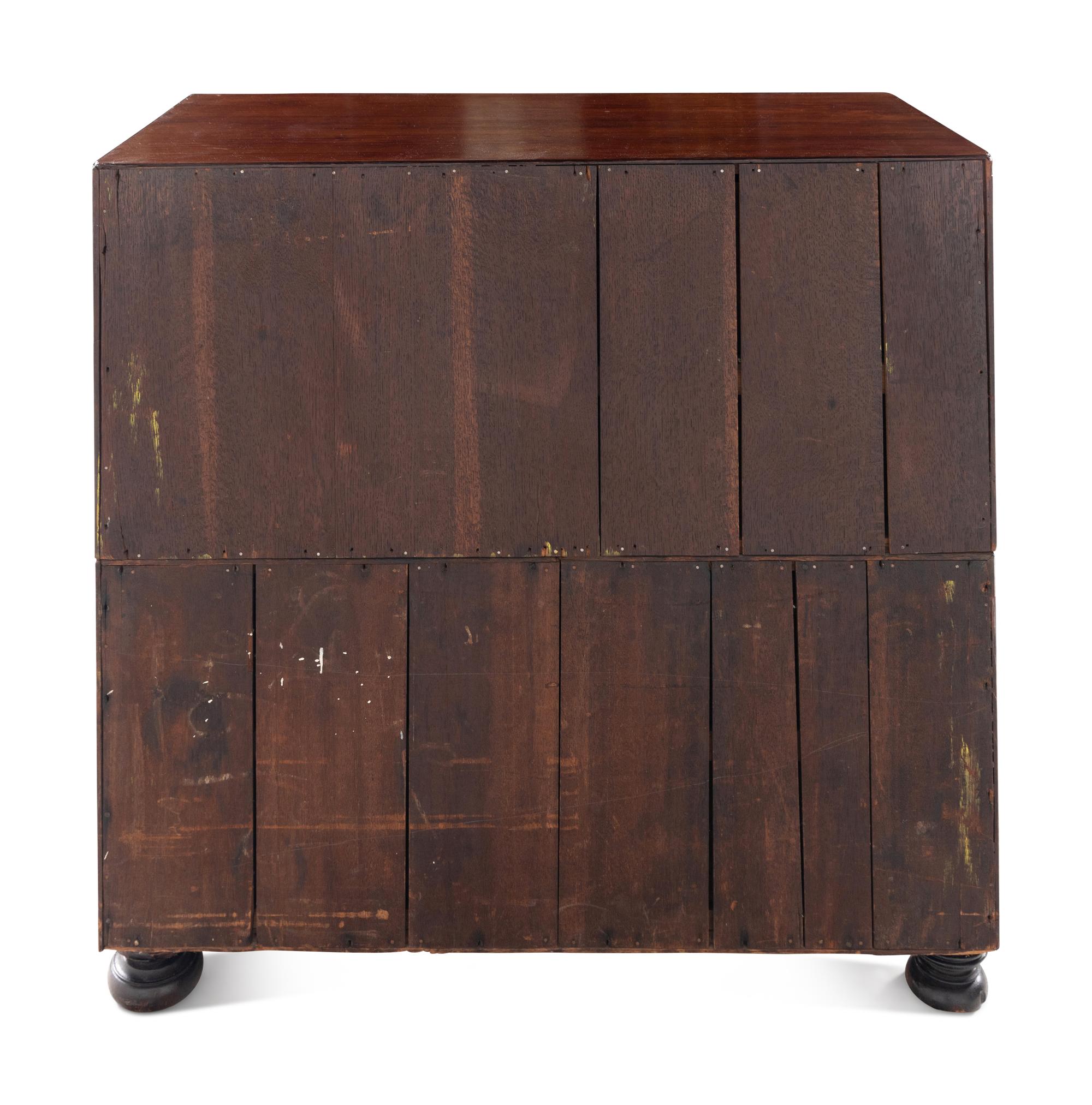 An English Mahogany Campaign Bureau Chest