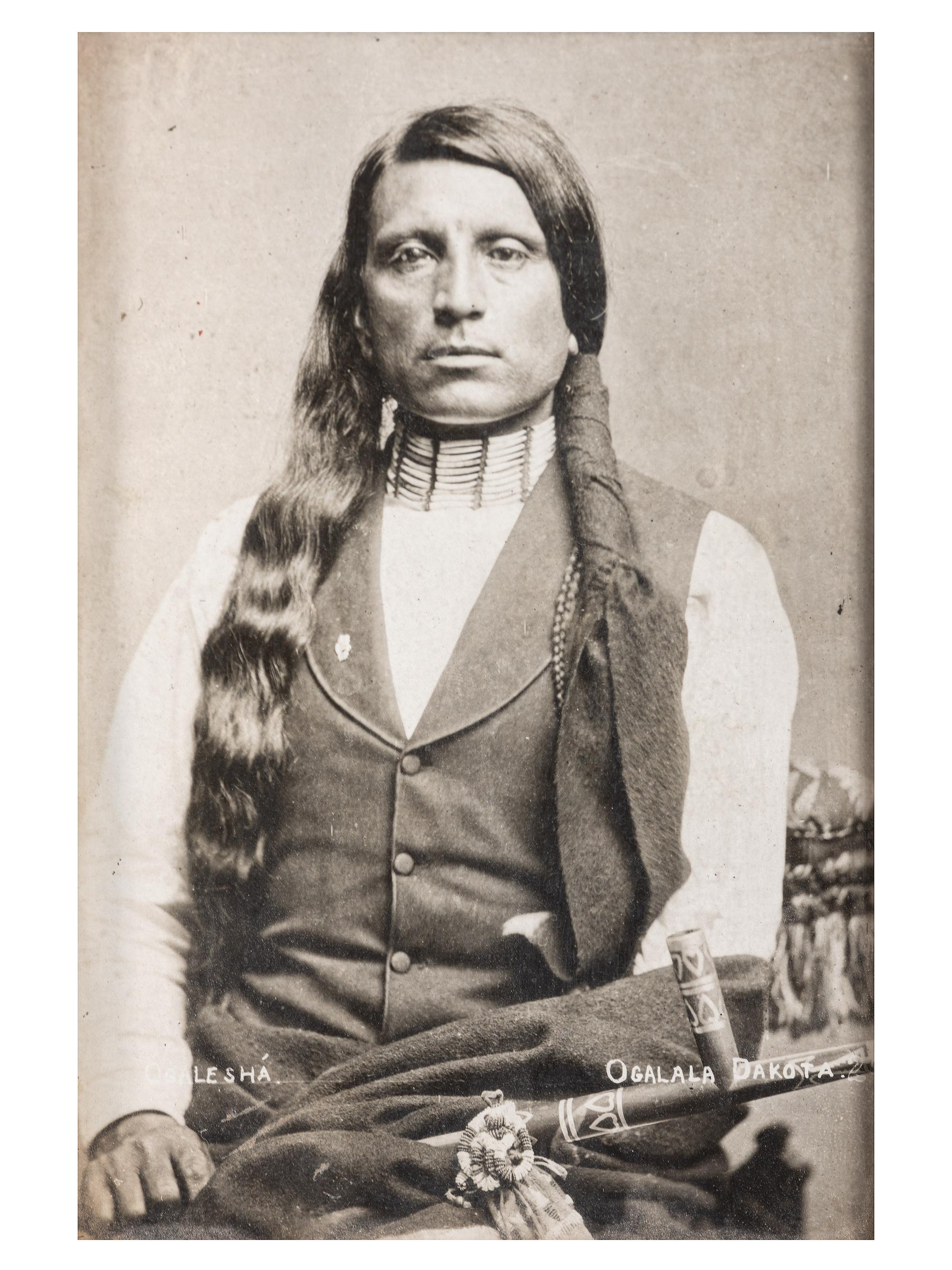 [NATIVE AMERICANS]. ANDERSON, J.A., photographer. Chief Hollow-Horn Bear. Rosebud, SD, 1900.
