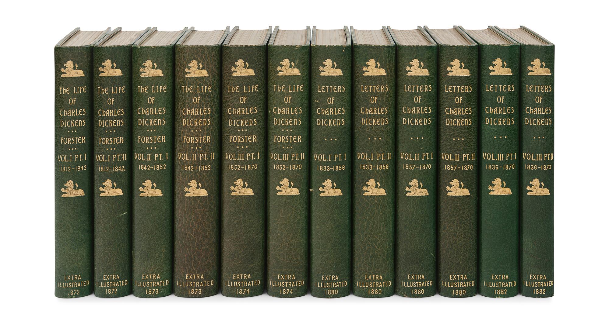 [BINDINGS]. -- [DICKENS, Charles]. FORSTER, John. The Life of Charles Dickens. London: Chapman and Hall, 1872-1874. -- Letters of Charles Dickens . London: Chapman and Hall, 1880-1882.