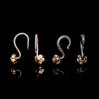 Two Pairs of Chinese Gilt Silver and Ruby Inset 'Clove' Earrings, Dingxiang, Ming Dynasty 明 銀脚金花頭嵌寳丁香一對及金花頭嵌寳丁香一對