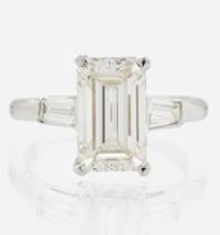 A Platinum and Diamond Ring 3.91 Emerald cut Diamond, GIA Certified