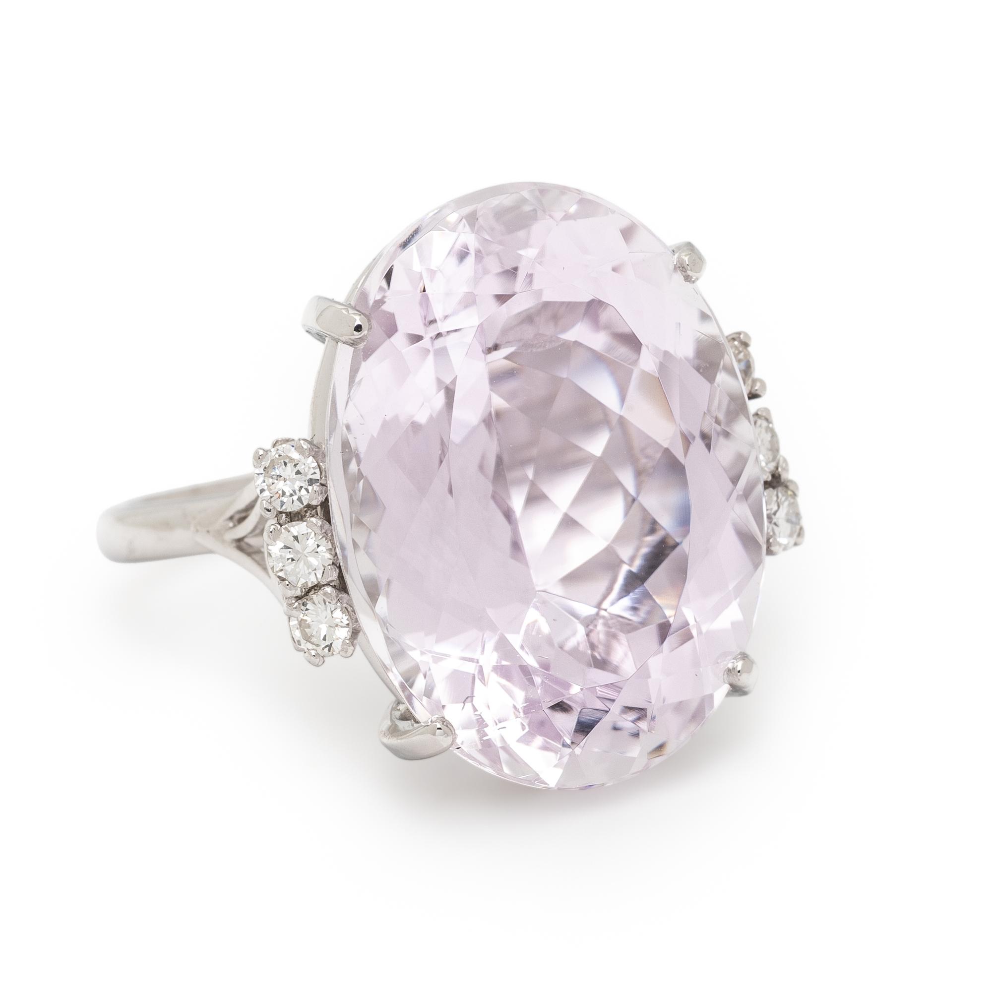 KUNZITE AND DIAMOND RING