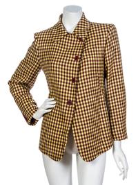 An Hermes Marigold Wool and Cashmere Check Plaid Jacket, Size 36.