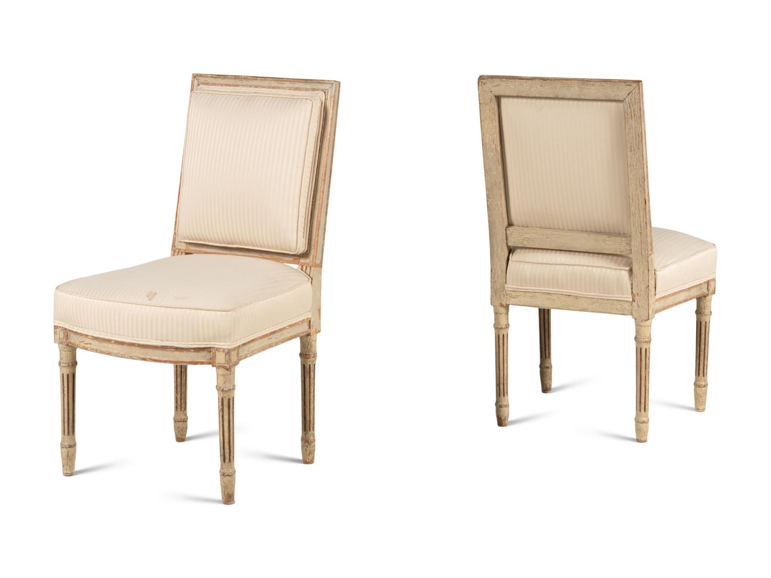 A Pair of Louis XVI Style Painted Side Chairs