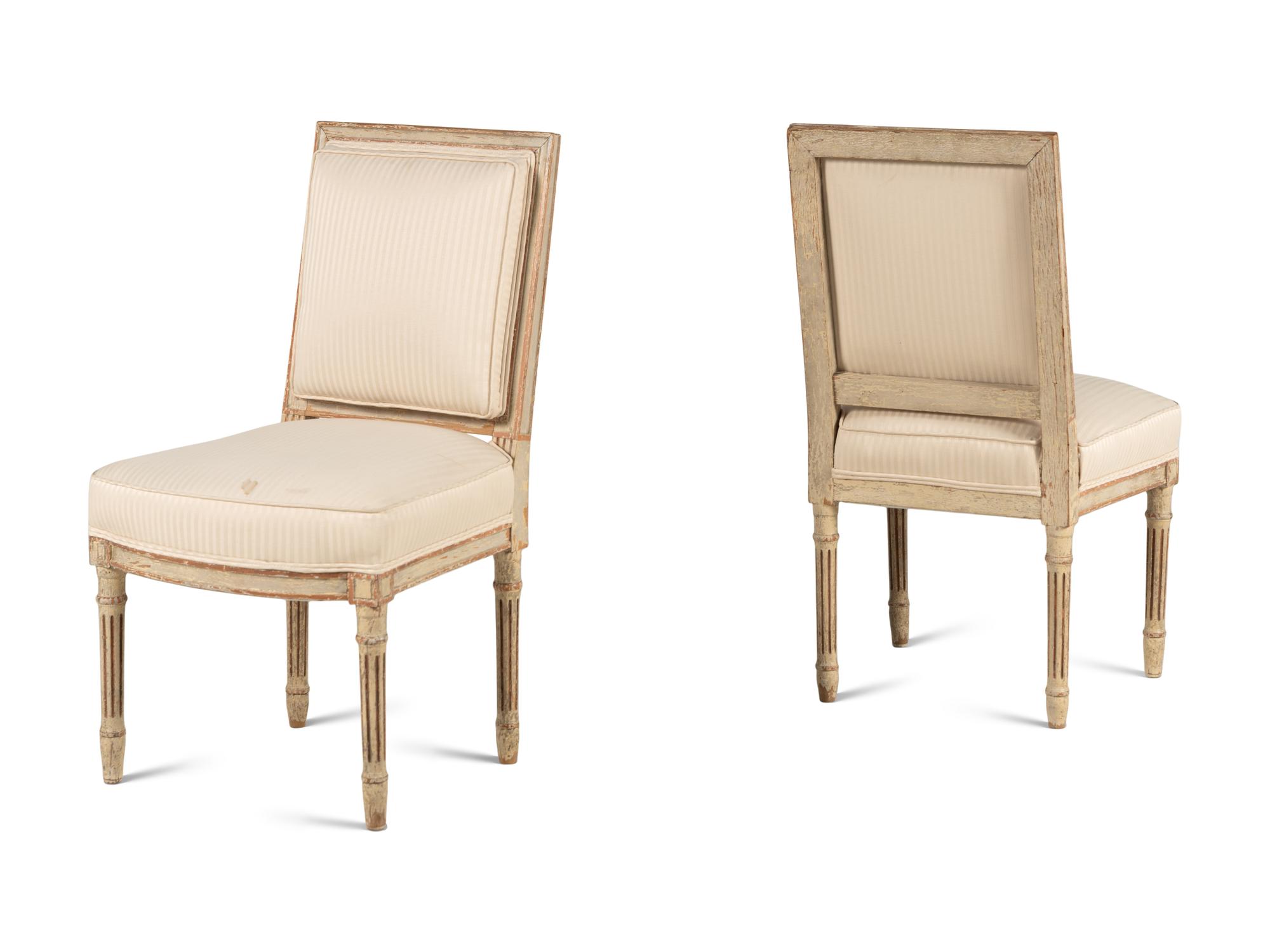 A Pair of Louis XVI Style Painted Side Chairs