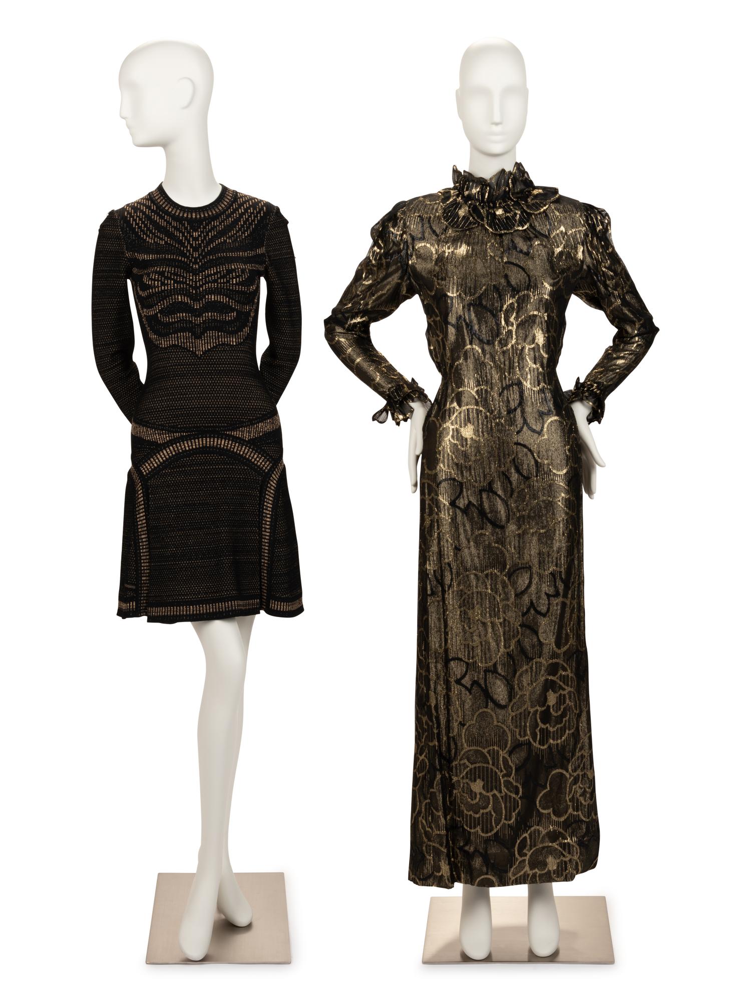 Two Designer Dresses: One Roberto Cavalli, One Pauline Trigère,1990-2010s