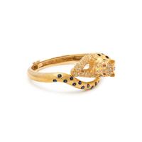 YELLOW GOLD, SAPPHIRE, DIAMOND AND RUBY LEOPARD BANGLE BRACELET