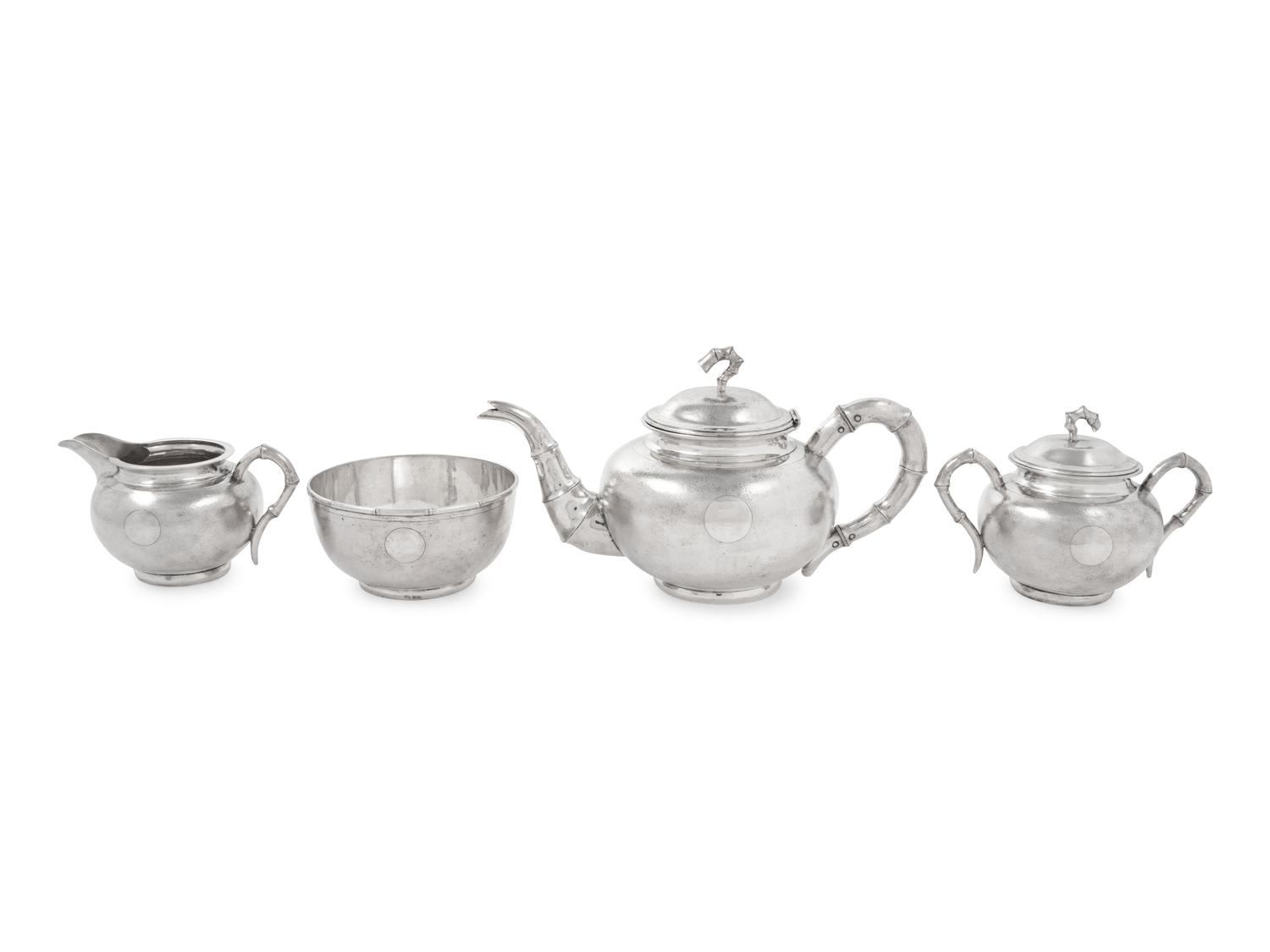 A Chinese Export Silver Tea Service