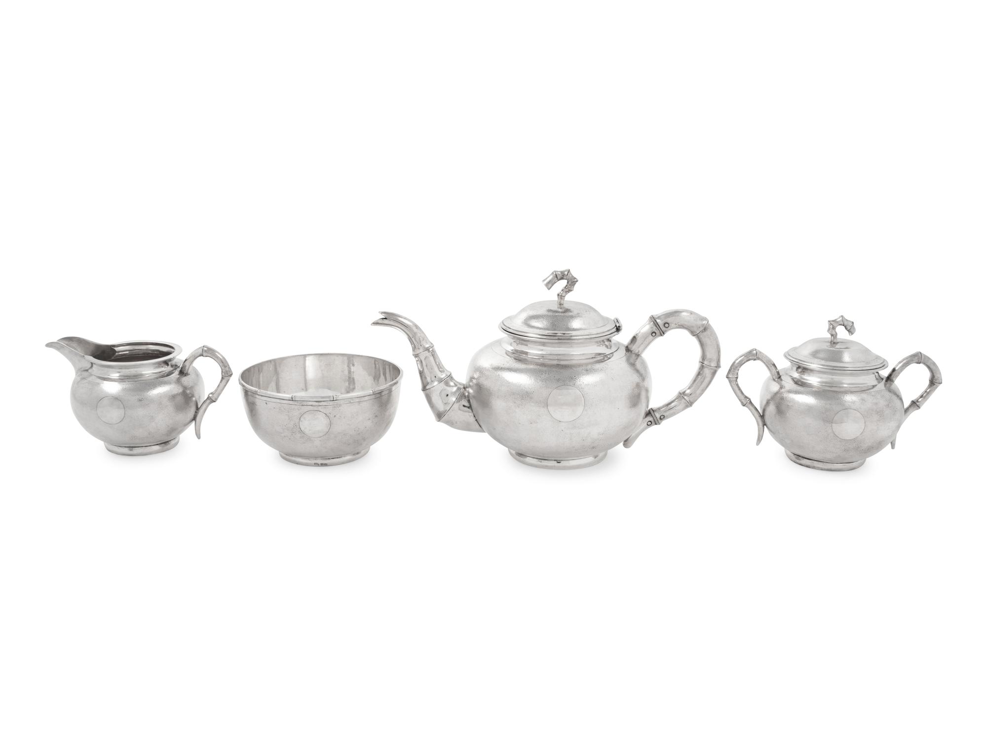 A Chinese Export Silver Tea Service