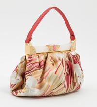 A Judith Leiber Silk Floral Handbag, 7" x 5.5" x 1.5".