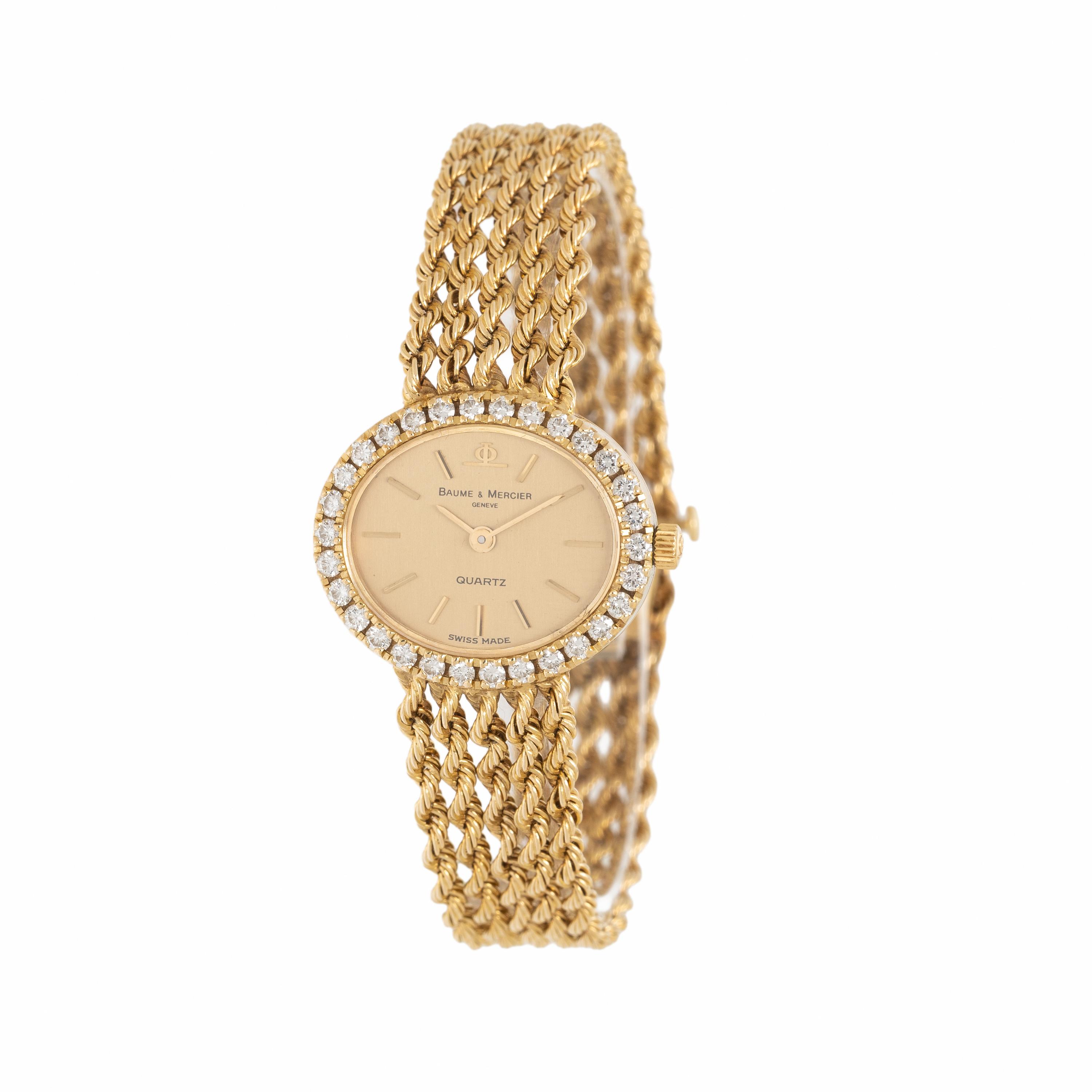 Baume & Mercier, Ref. 98523-9, 14K Yellow Gold Watch with Diamond Bezel