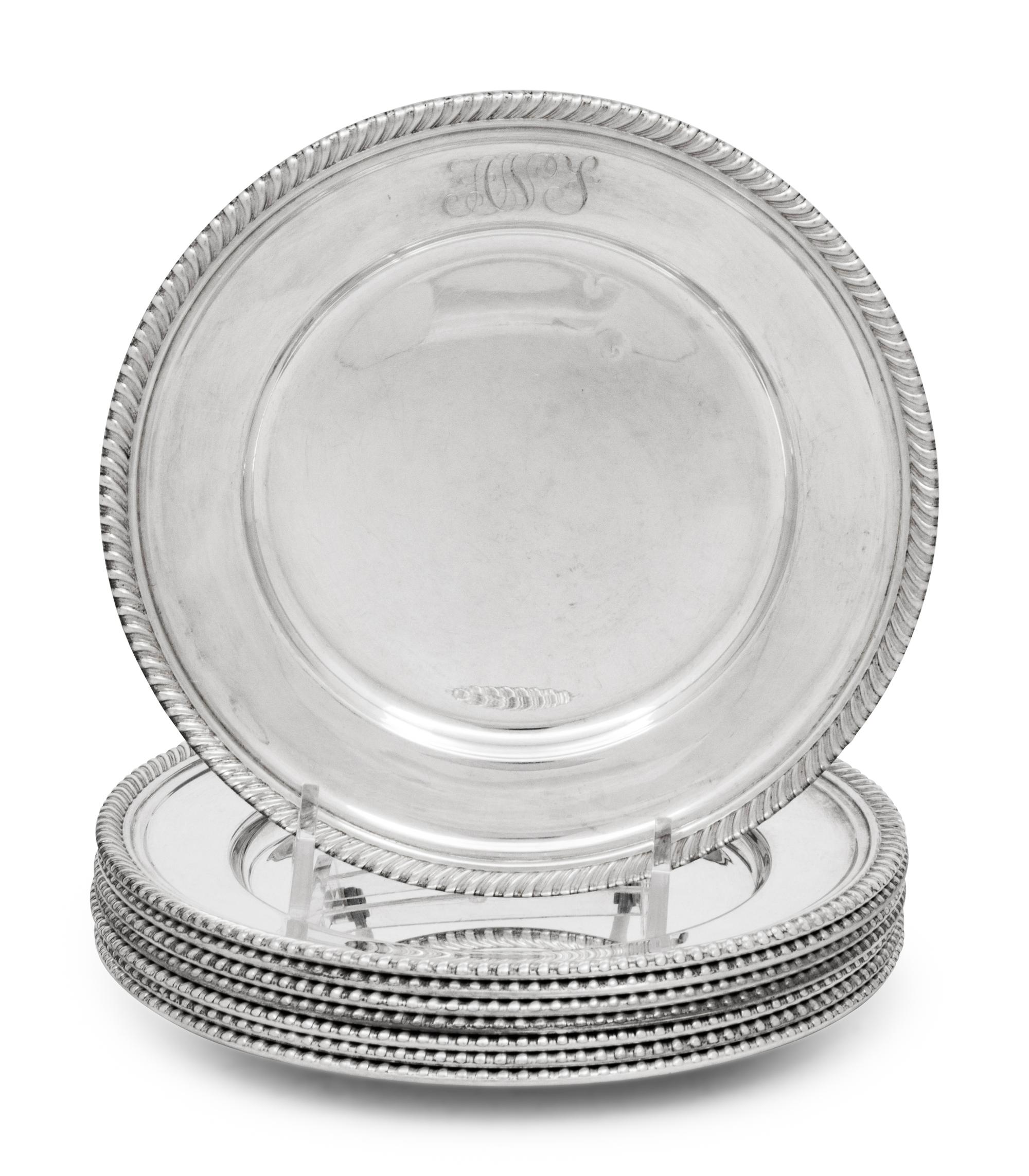 A Set of Eight American Silver Hors d'oeuvres Plates