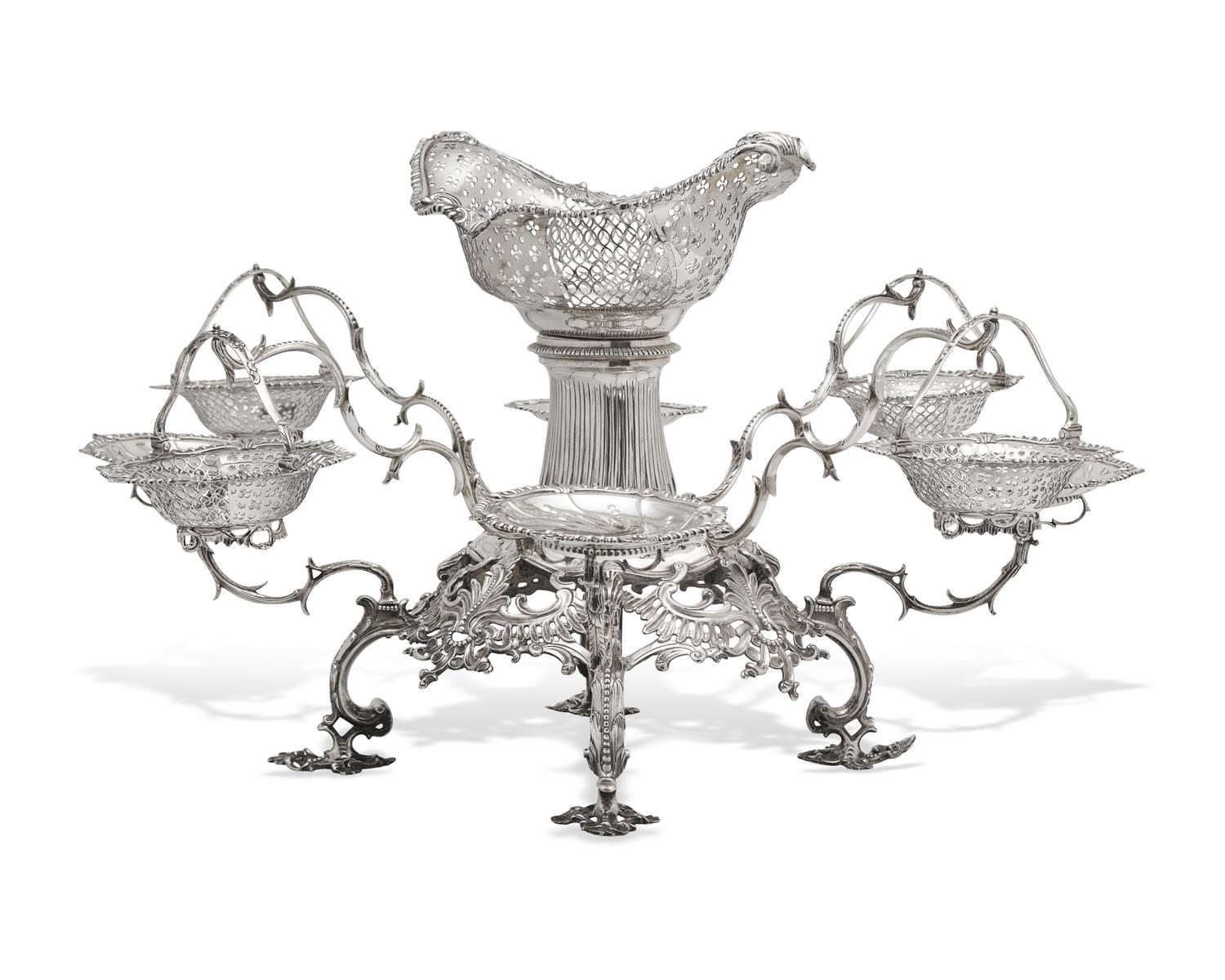 An Irish George III Sterling Silver Eight-Branch Epergne