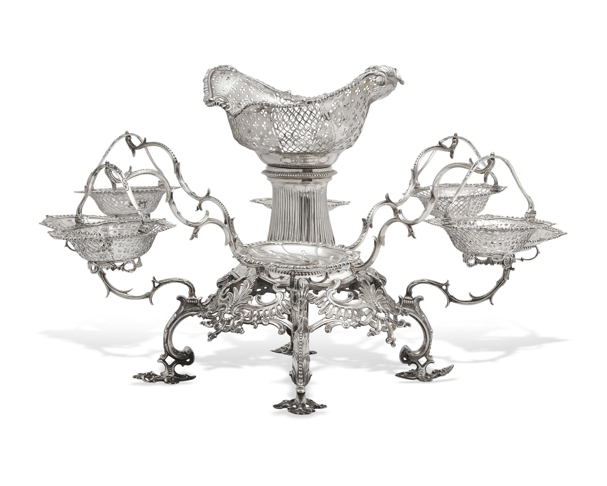An Irish George III Sterling Silver Eight-Branch Epergne