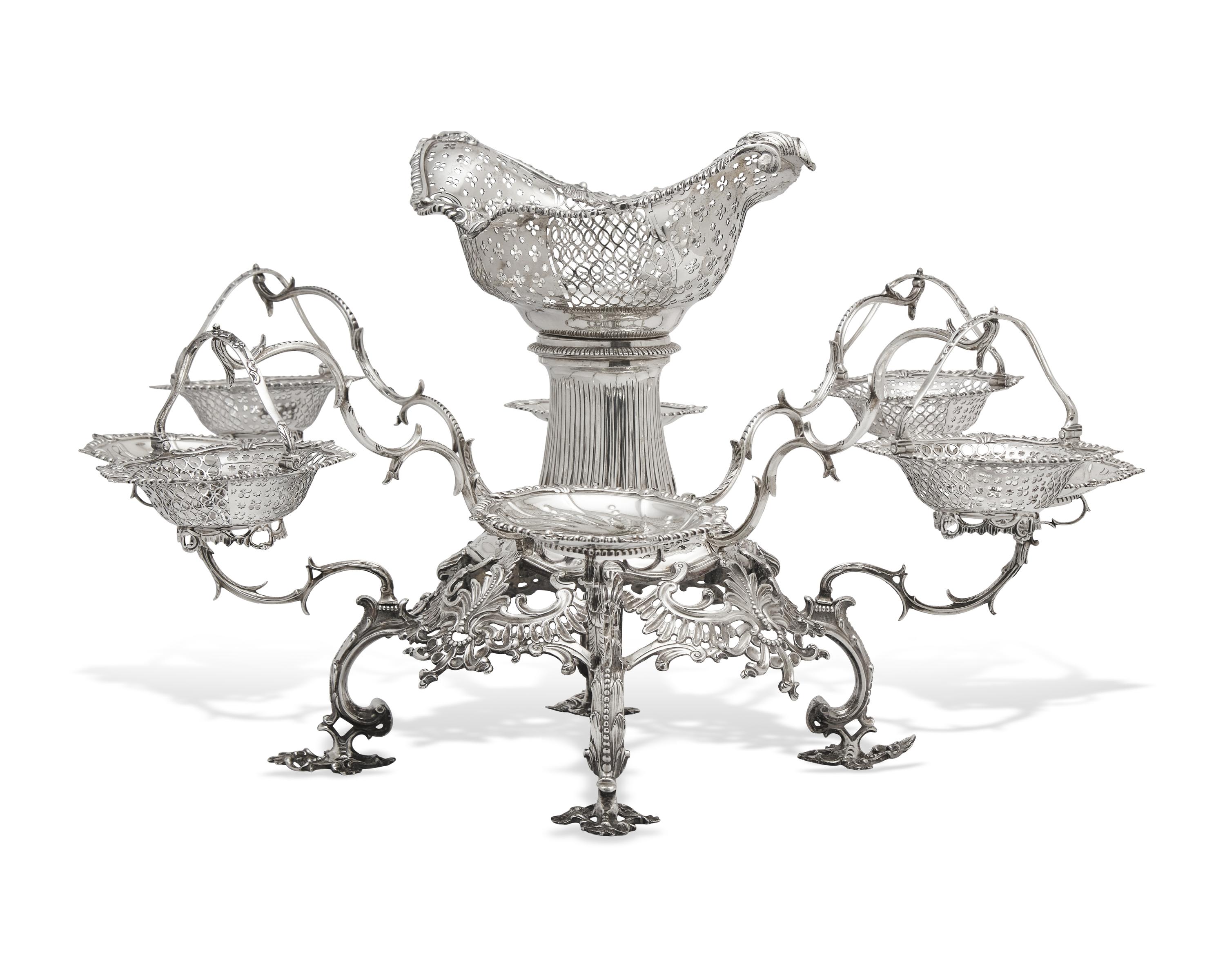 An Irish George III Sterling Silver Eight-Branch Epergne