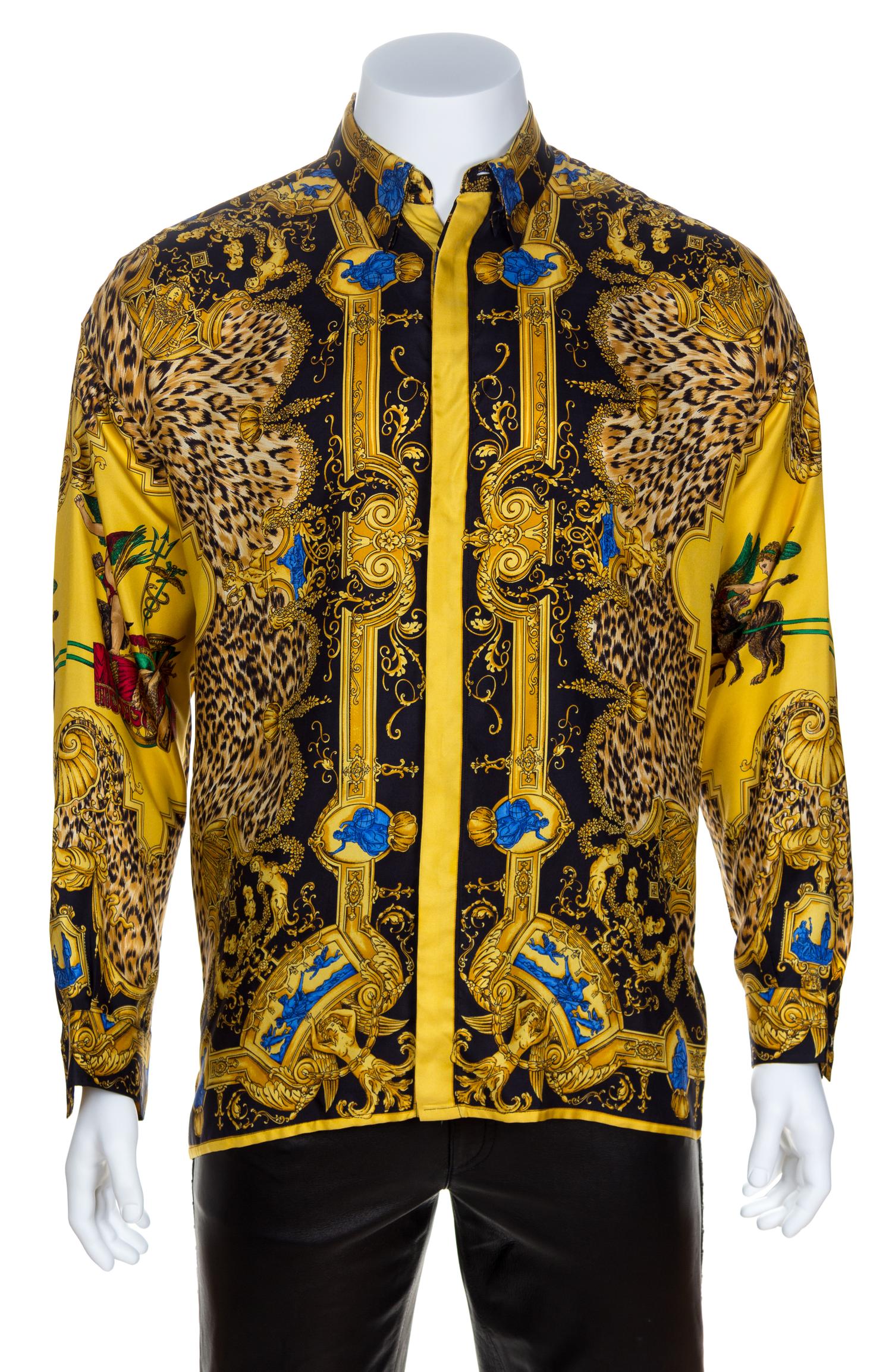 A Gianni Versace Silk Atelier Print Shirt, Size 50.