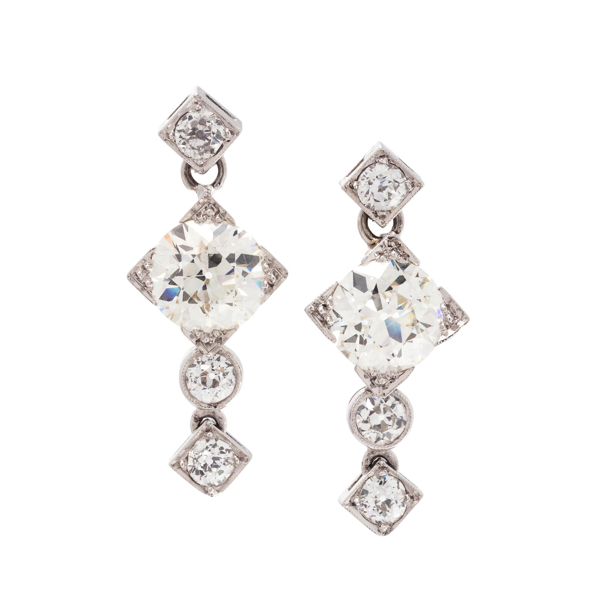 ANTIQUE, DIAMOND EARRINGS