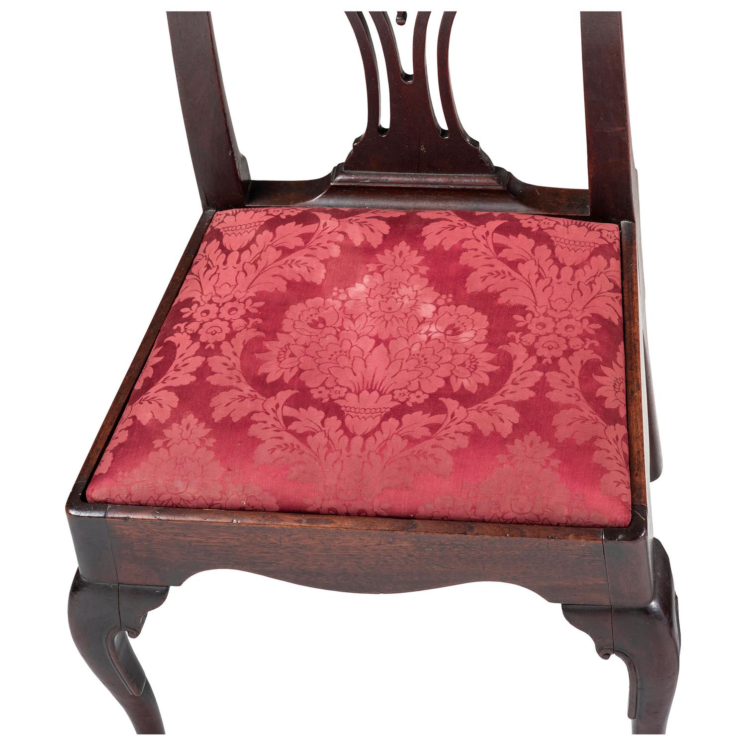 A Chippendale Carved Walnut Pad-Foot Side Chair