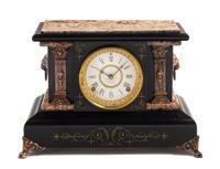 A French Slate and Marble Mantel Clock — LATE 19TH CENTURY