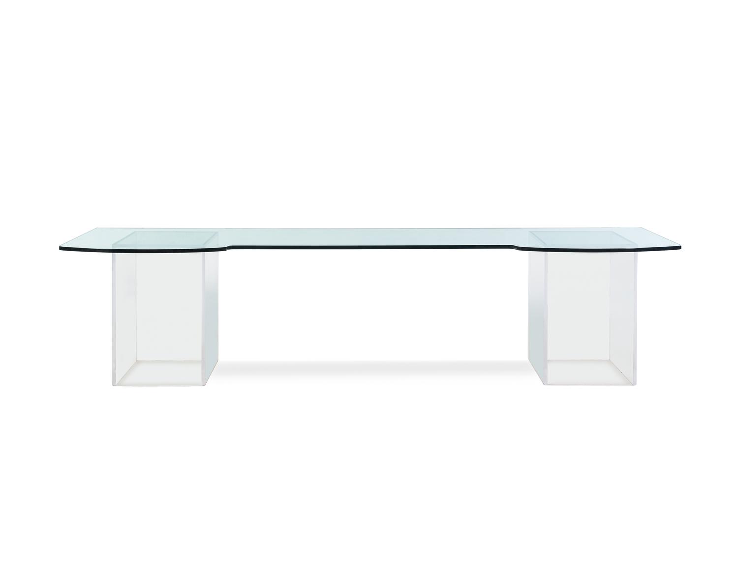 A Contemporary Lucite and Glass Console Table