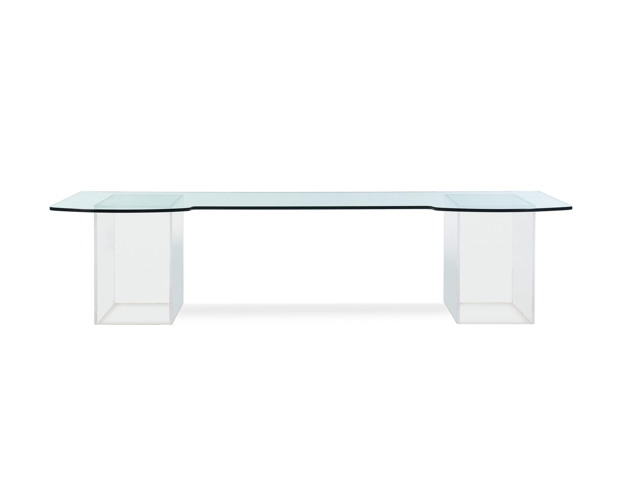 A Contemporary Lucite and Glass Console Table