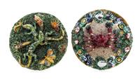 Two Portuguese Palissy Style Plates Diameter of larger 10 inches. — ONE BY JOSE A. CUNHA