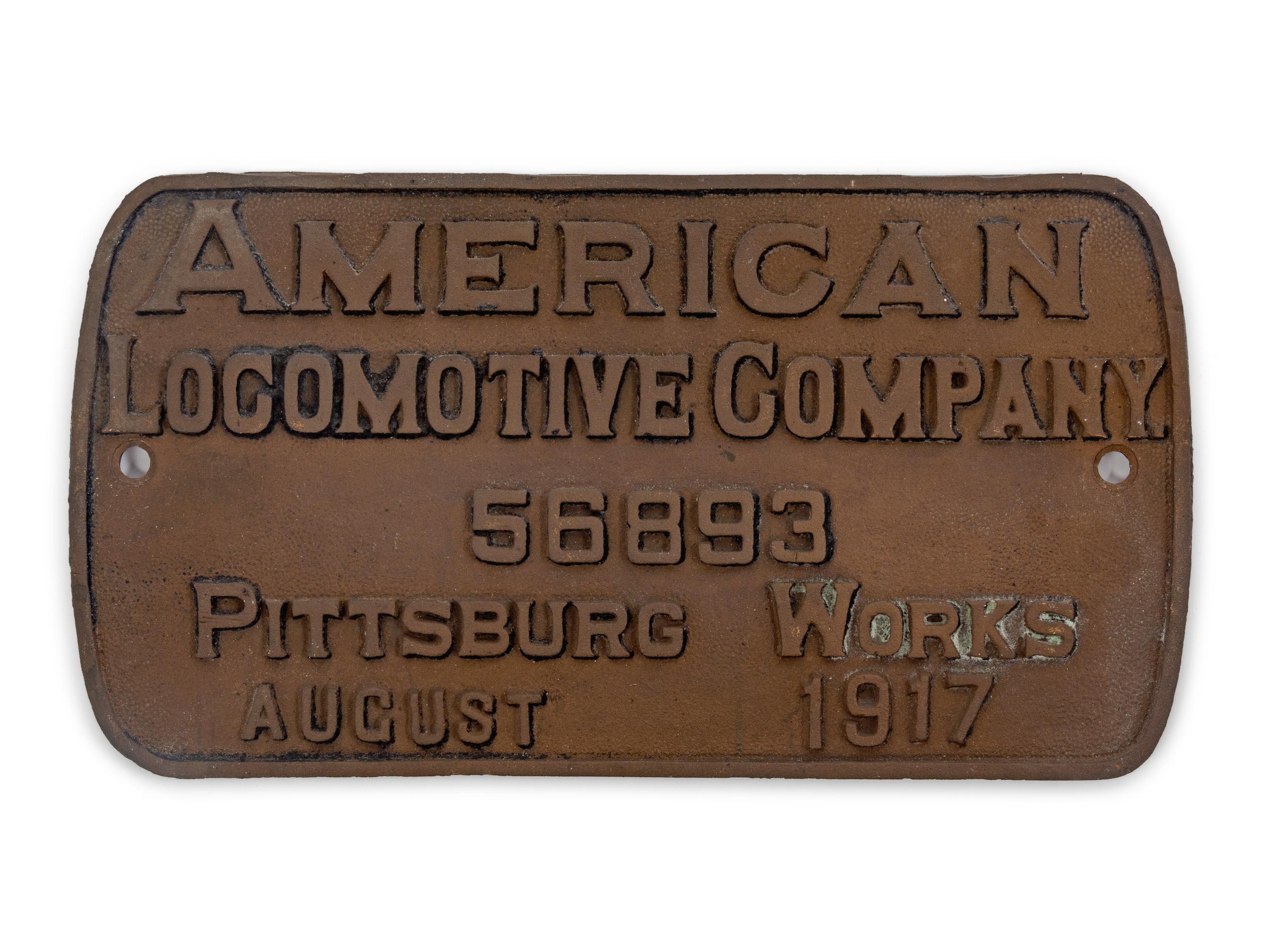 A Painted Metal American Locomotive Company: Pittsburgh Works Locomotive Badge