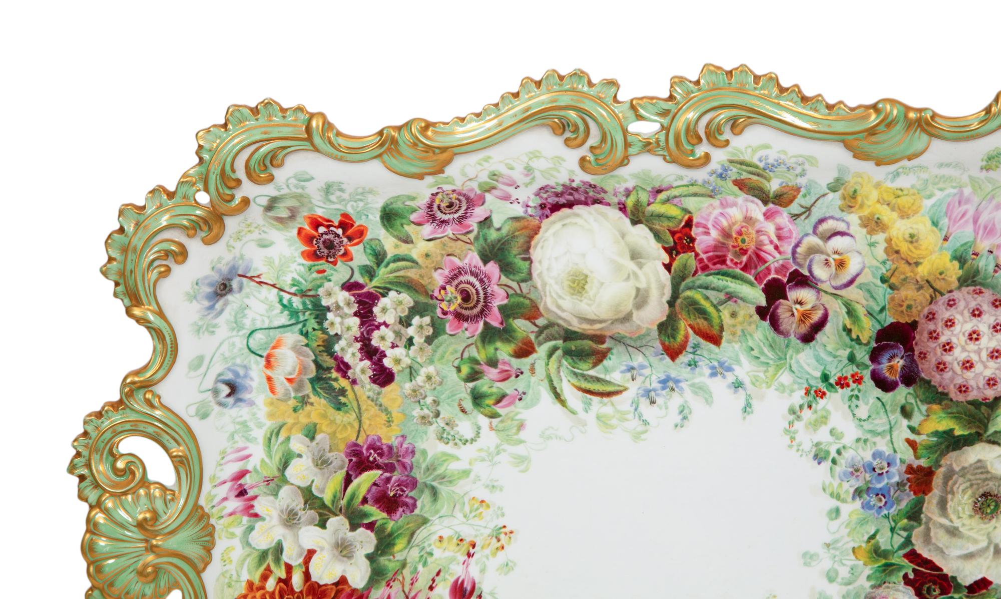 An English Painted Porcelain Tray