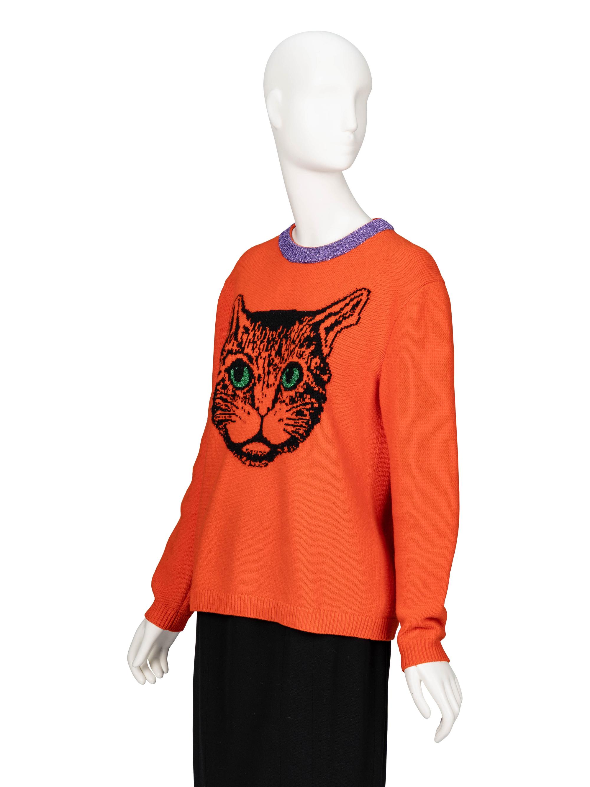 Gucci, Mystic Cat Orange Wool Sweater