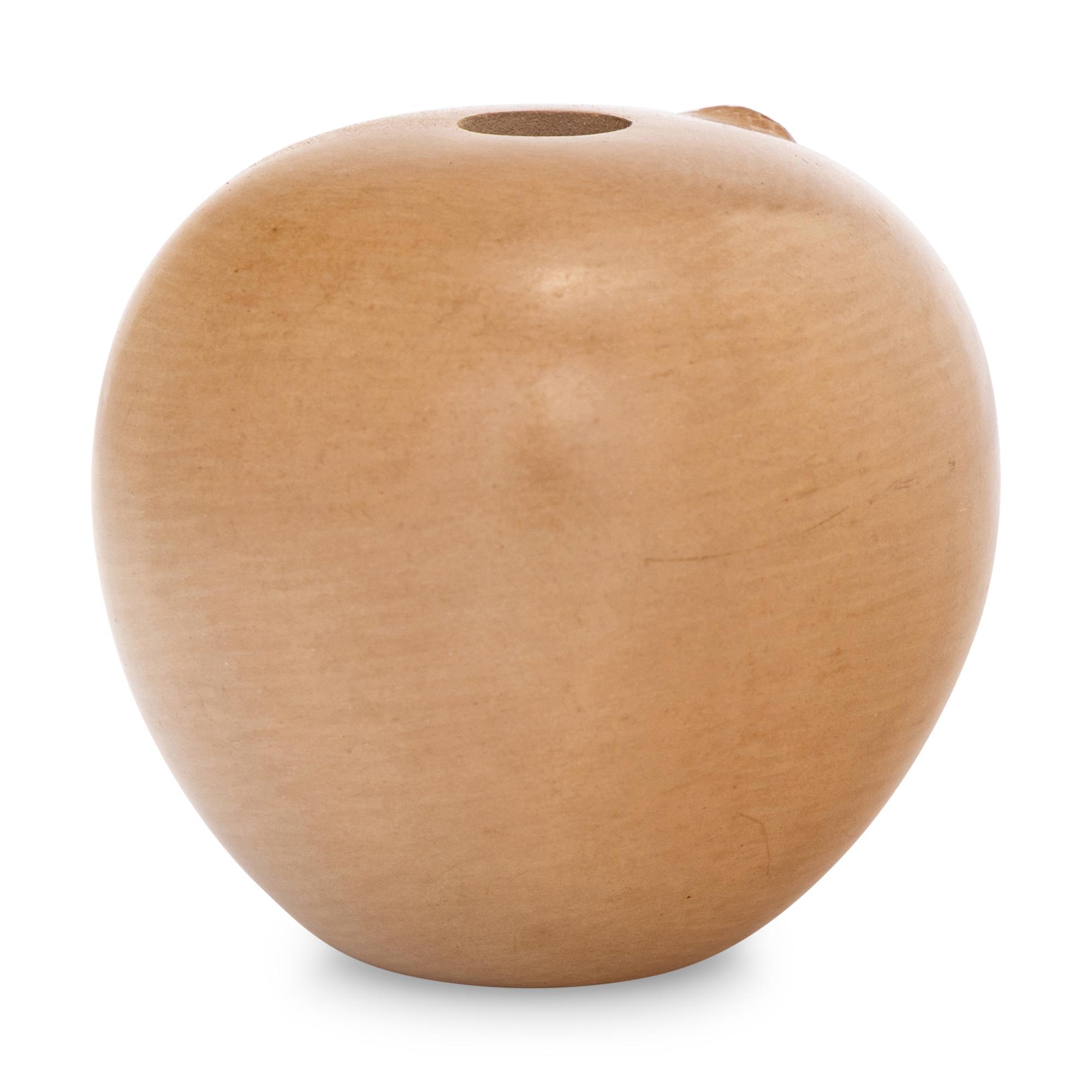 Buffware Pottery Seed Jar, with Appliqued Ear of Corn