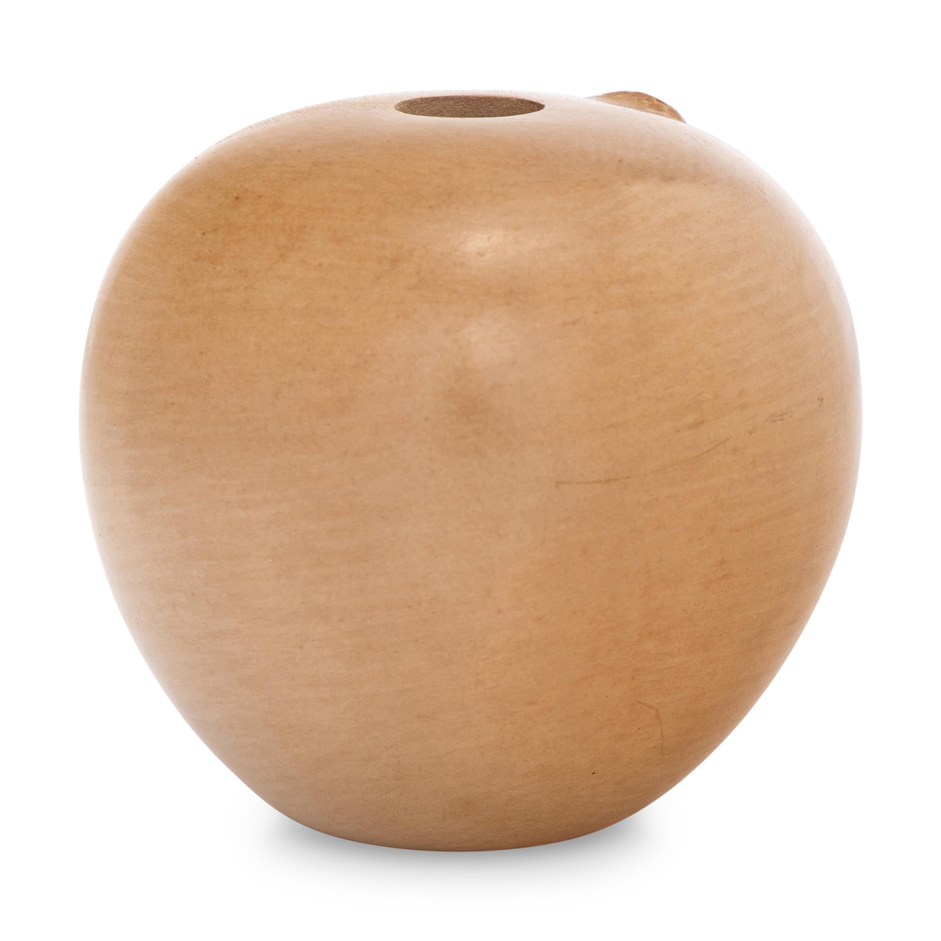 Buffware Pottery Seed Jar, with Appliqued Ear of Corn