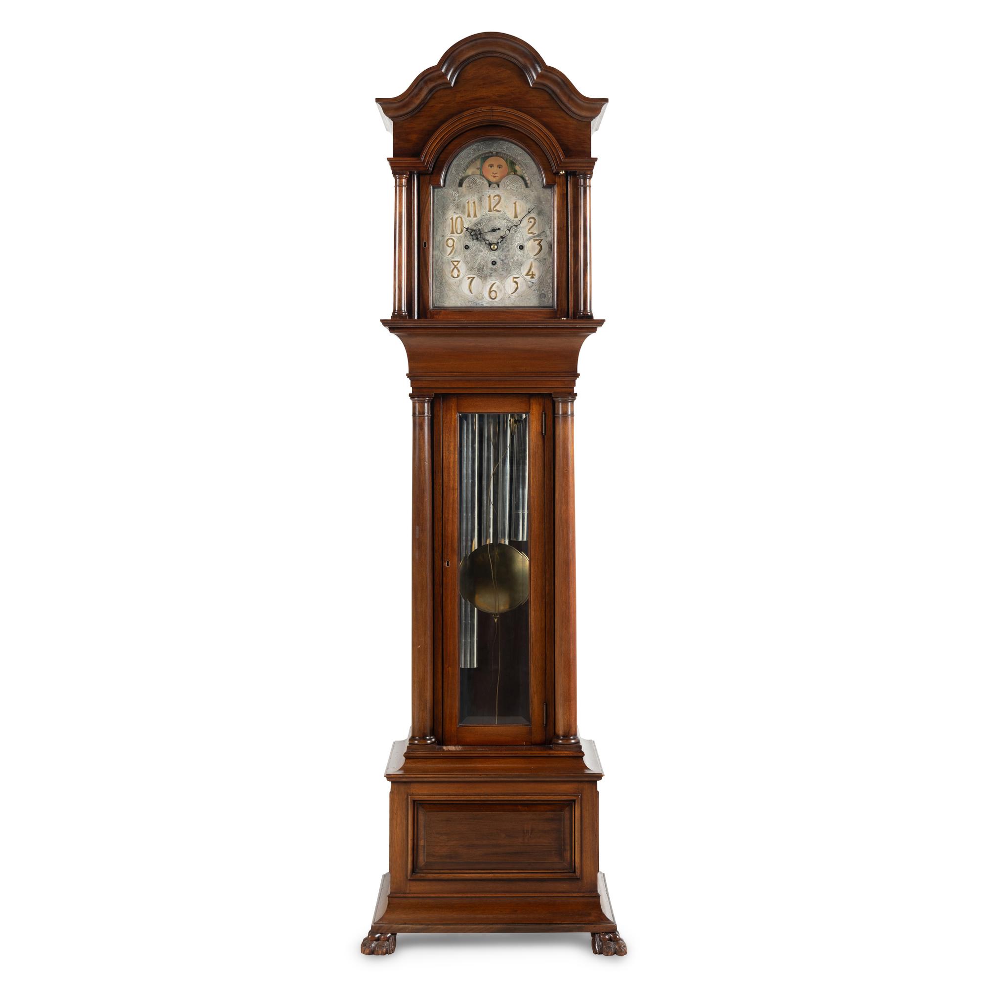 An American Mahogany Tube-Striking Longcase Clock