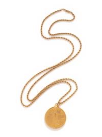 YELLOW GOLD AND COIN PENDANT/NECKLACE